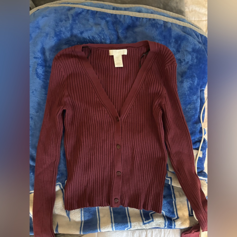 H&M Deep Red Cardigan Sweater
